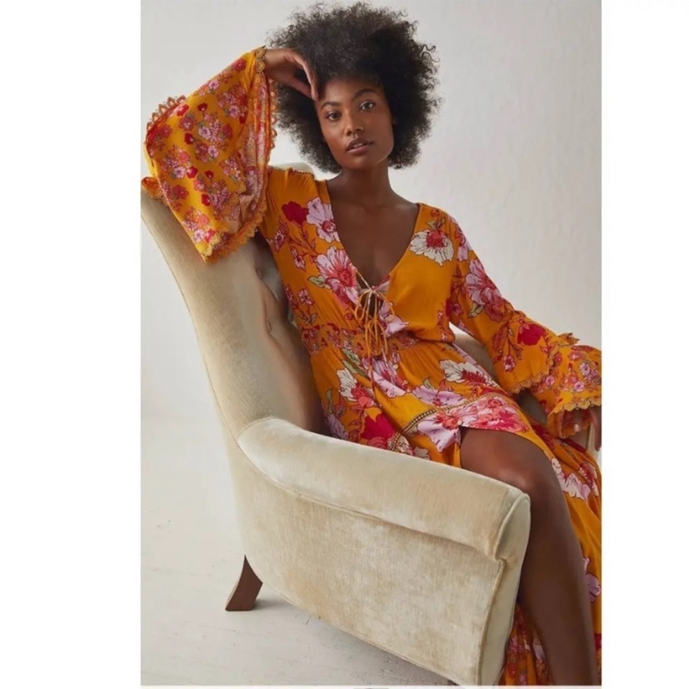 Free People Penny Printed Maxi Bodysuit Size Large NWT - Picture 3 of 17